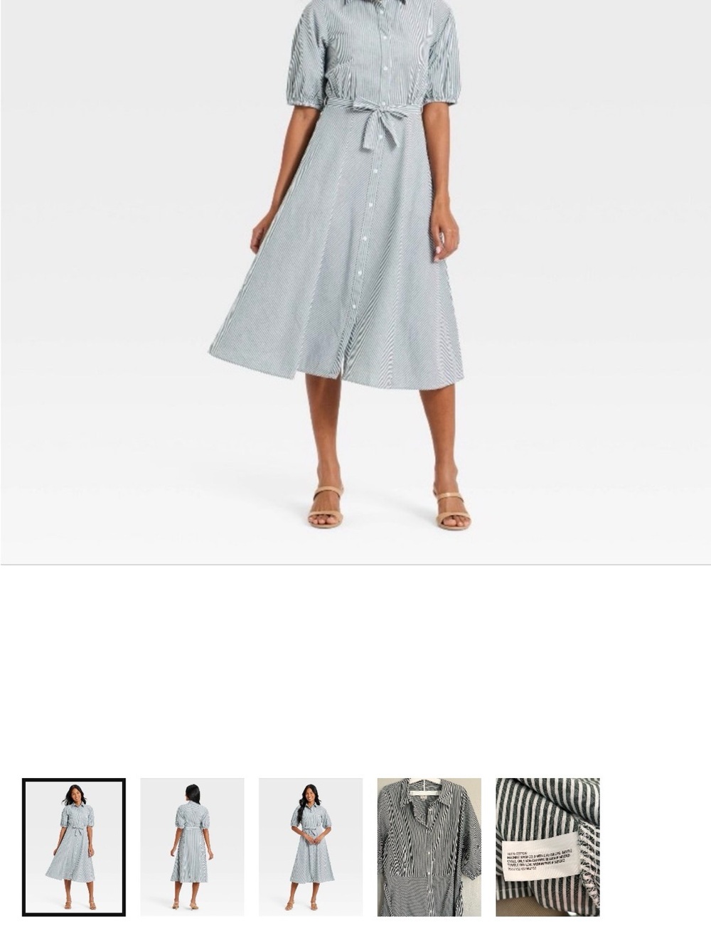 a new day Striped Button-Front Midi Dress in White & Black